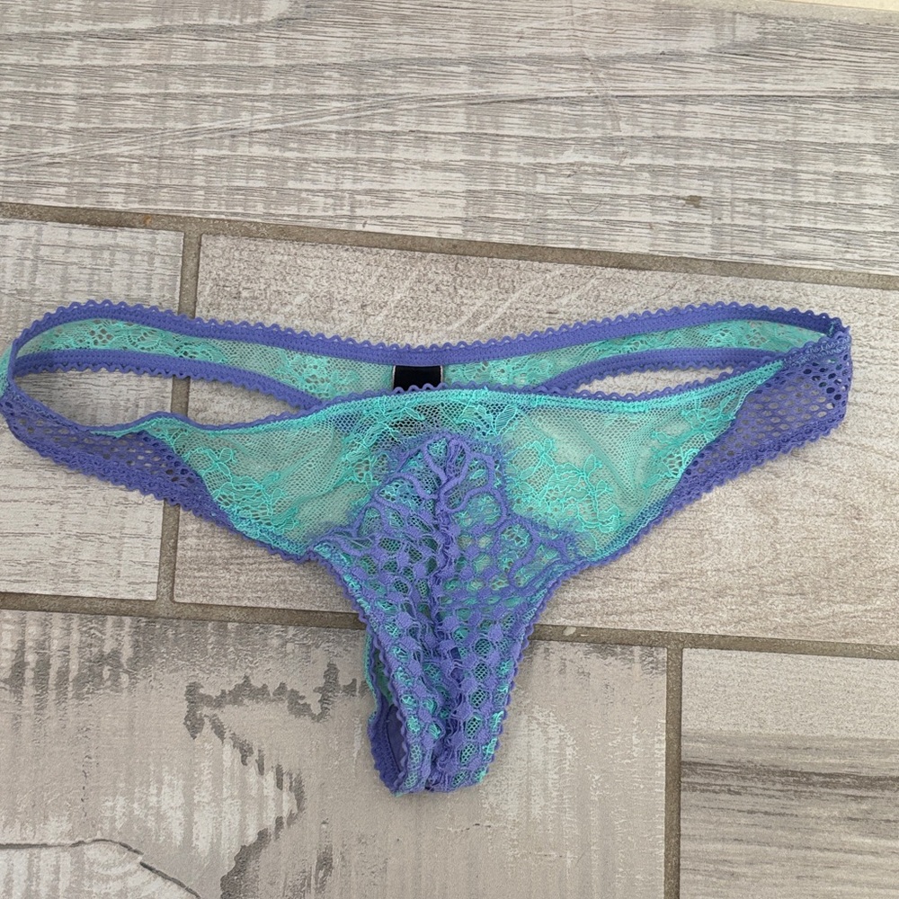 Lace Thong in Purple and Teal perfect condition